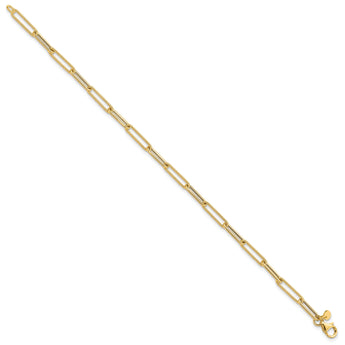 14K Polished and Textured Paperclip Link Bracelet