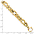 14K Polished and Textured Hollow Fancy Link Bracelet