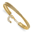 14K Diamond-cut and Textured with Safety Chain Bangle