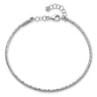 14K White Gold Dia-cut and Textured with Safety Chain Bangle