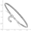 14K White Gold Dia-cut and Textured with Safety Chain Bangle