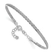 14K White Gold Dia-cut and Textured with Safety Chain Bangle