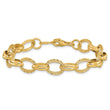 14K Polished/Textured and Diamond-cut Fancy Link Bracelet