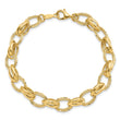 14K Polished/Textured and Diamond-cut Fancy Link Bracelet
