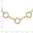 14K Dia-cut and Textured Circles Fancy Link with 1in. ext Necklace - Birthstone Company