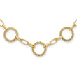 14K Dia-cut and Textured Circles Fancy Link with 1in. ext Necklace - Birthstone Company
