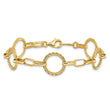 14K Polished/Dia-cut/Textured Circles Fancy Link Bracelet