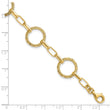 14K Polished/Dia-cut/Textured Circles Fancy Link Bracelet