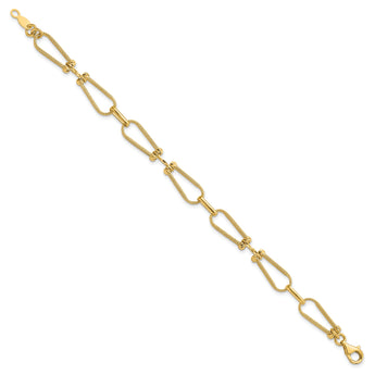 14K Dia-cut and Textured Fancy Link Bracelet