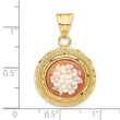 14K Diamond-cut Natural Shell Floral Cameo Pendant