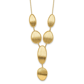 14K Brushed and Diamond-cut Y Drop with 2 in ext. Necklace