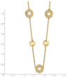 14K Polished and Filigree Circle Stations with 1in. ext. Necklace - Birthstone Company