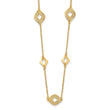 14K Polished and Filigree Diamond Shape with 1in. ext. Necklace - Birthstone Company