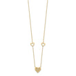 14K Polished and Filigree Heart Stations with 1in. ext. Necklace