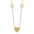 14K Polished and Filigree Heart Stations with 1in. ext. Necklace