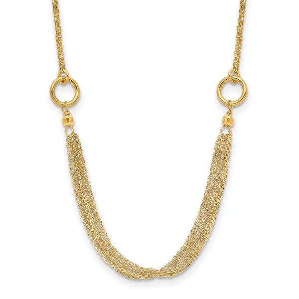 14K Diamond-cut Multi-strand Accent with 1in. ext. Necklace