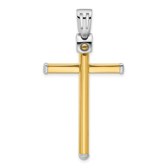 14K Two-tone Polished Cross Pendant