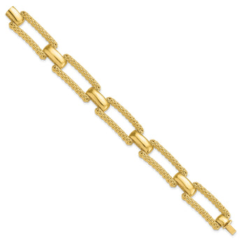 14K Polished and Textured Fancy Bracelet