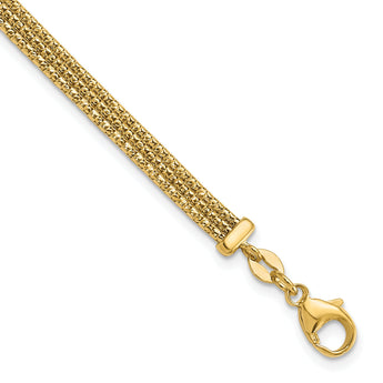 14K with Diamond-cut Accent and 1in. ext. Woven Bracelet
