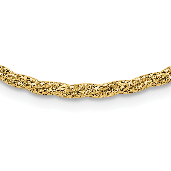 14K with Diamond-cut Accent and 2in. ext Twisted Woven Necklace
