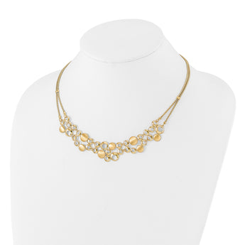 14K Polished and Satin Circles with 2in. ext Necklace - Birthstone Company