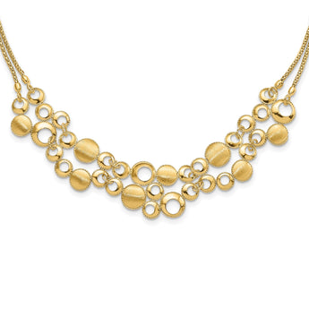 14K Polished and Satin Circles with 2in. ext Necklace - Birthstone Company