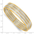 14K Two-tone Diamond-cut 7 Layer Slip on Bangle