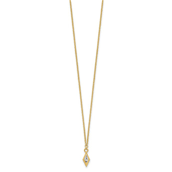 14K and White Rhodium Polished and Diamond-cut Necklace