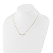 14K and White Rhodium Polished and Diamond-cut Bar Necklace