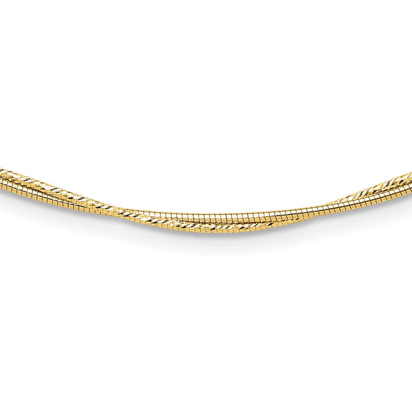 14K Polished and Diamond-Cut Twisted 2-Strand Neckwire Necklace 17 in - Birthstone Company
