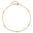 14K Polished CZ Station 9in Plus 1in. ext. Anklet