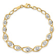 14K Two-tone Polished with Diamond-cut Beads Fancy Bracelet