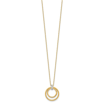14K Two-tone Polished CZ Circles Necklace