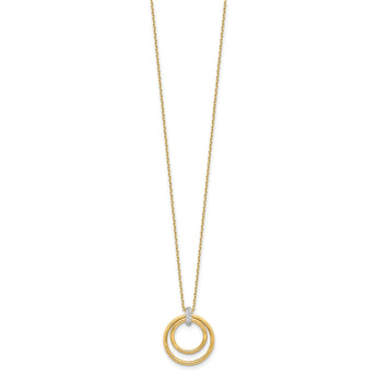 14K Two-tone Polished CZ Circles Necklace 17 in - Birthstone Company