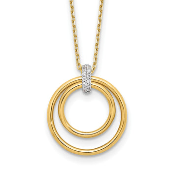 14K Two-tone Polished CZ Circles Necklace 17 in - Birthstone Company