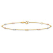 14K Tri-color Polished with D/C Beads 9in Plus 1in. ext. Anklet