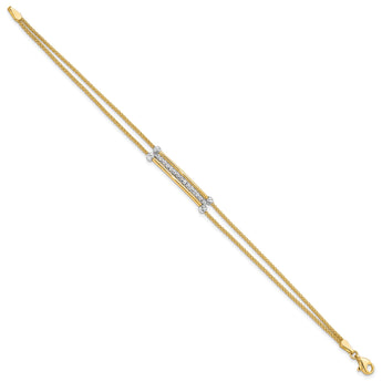 14K Two-tone Polished / Diamond-cut Beads Fancy Bracelet