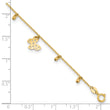 14K Polished Butterfly 9in Plus 1in. ext. Anklet