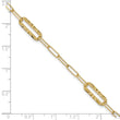 14K Polished and Textured Fancy Link Bracelet