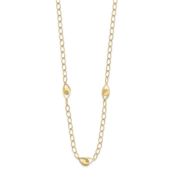14K Polished and Diamond-cut Fancy Link with 1in ext. Necklace