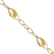 14K Polished and Diamond-cut Fancy Link Bracelet