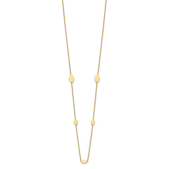 14K Polished Oval Discs Station with 1in ext. Necklace