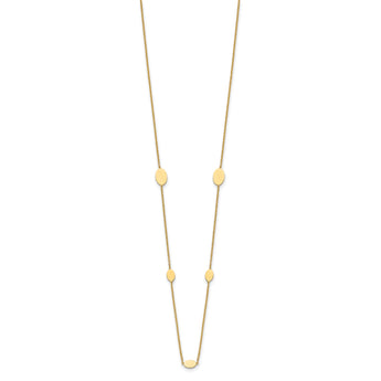 14K Polished Oval Discs Station with 1in ext. Necklace - Birthstone Company