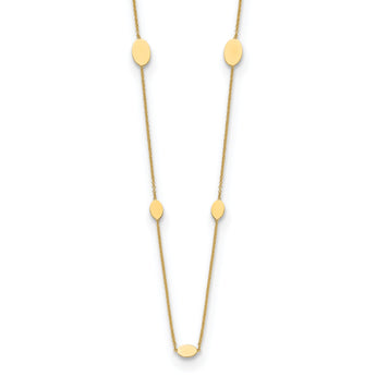 14K Polished Oval Discs Station with 1in ext. Necklace