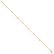 14K Polished Heart and Beads 9in Plus 1in ext. Anklet