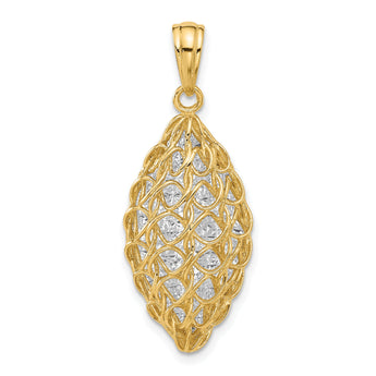 14K Two-tone Polished and Dia-cut Pendant