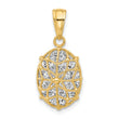 14K with White Rhodium Polished and Dia-cut Pendant