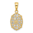 14K with White Rhodium Polished and Dia-cut Pendant