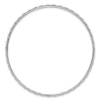 14K White Gold Polished and Textured Slip-on Bangle
