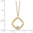 14K with Rhodium Polished CZ Square Necklace 17 in - Birthstone Company